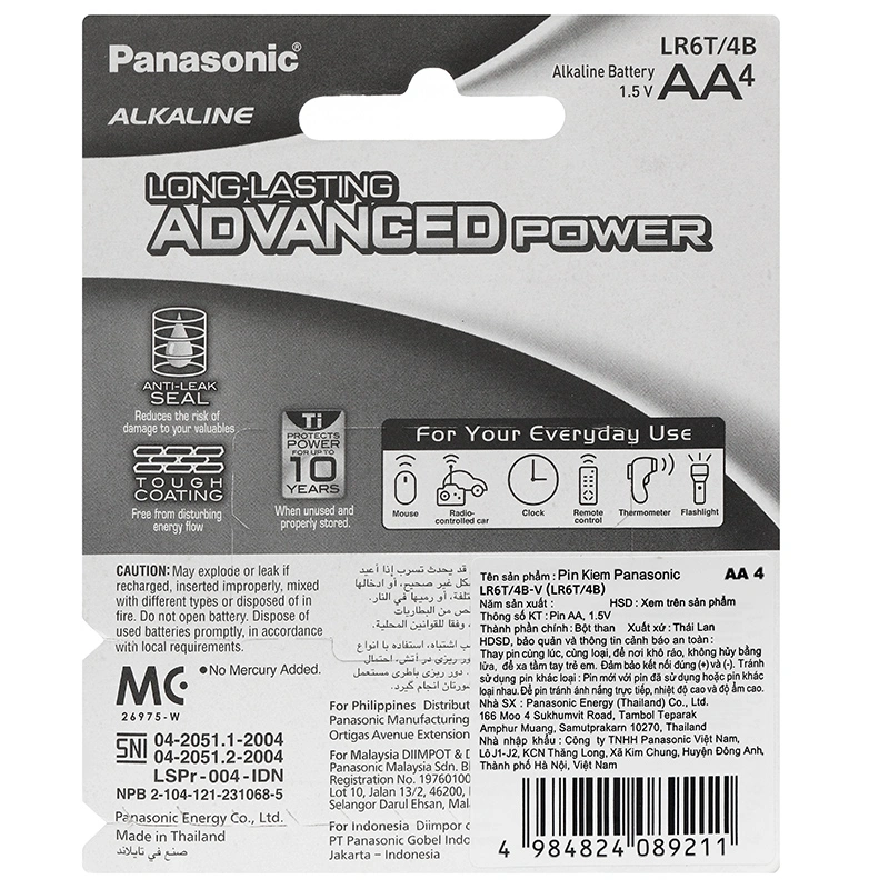 Pin Panasonic Alkaline AA LR6T/2B-V vỉ 2 viên - 10
